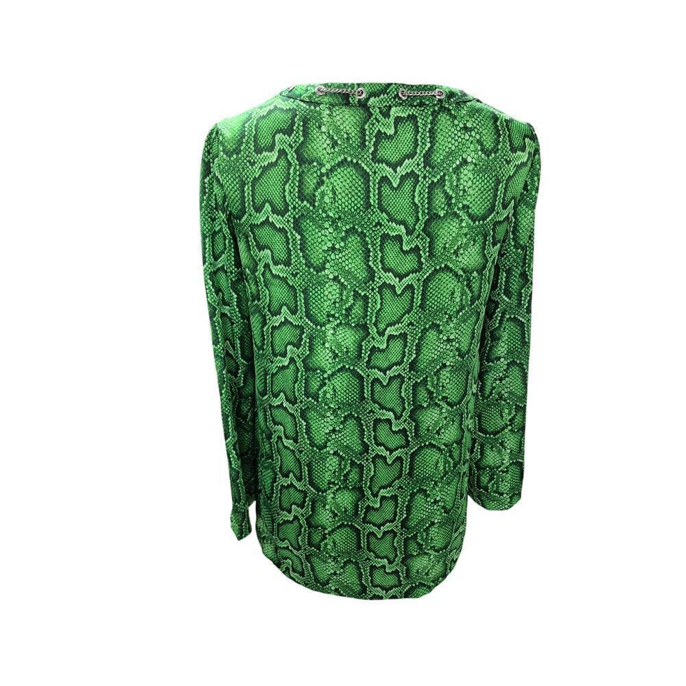 Michael Kors V-Neck Python Print Green Tunic M Lo… - image 3